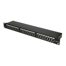 Panel de parcheo Extralink CAT5E STP V2 con 24 puertos, modelo EX.9823, ideal para conexiones de red seguras