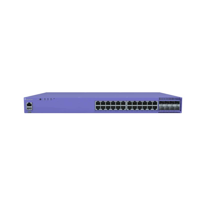 Extreme Networks switch gestionado L2/L3 24 puertos Imagen del switch gestionado L2/L3 Extreme Networks 5320-24T-8XE con 24 puertos Gigabit Ethernet, 1U y color azul. SKU 5320-24T-8XE
