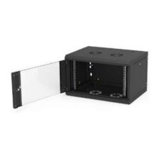 Imagen del armario rack de pared Fibrain KTC-06-150-S04-B de 6U en color negro, ideal para organización de redes y servidores.