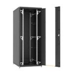 Armario rack Fibrain de 24U en color negro con puerta delantera de vidrio, modelo SRS-24-6/8-S04-B