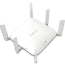 Fortinet FortiAP-243K Indoor Wireless Access Point displaying Wi-Fi 7 Tri-band functionality across 2.4/5/6GHz, SKU: FAP-243K-E