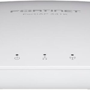 Fortinet FortiAP-441K Indoor Wireless Access Point with 4 radios, supporting Wi-Fi-7 on 2.4/5/6GHz bands, internal antennas, 2x 10G Base-T RJ45, BT/BLE, 1x Type A USB, 1x RS-232 RJ45 Serial Port, SKU FAP-441K-E.