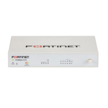 Imagen del Firewall Fortinet FortiGate-51G con 5 puertos GE RJ45, incluyendo 4 puertos internos y 1 puerto WAN, y un SSD de 64GB. SKU FG-51G