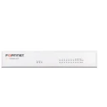 Fortinet FortiGate-61F firewall con 10 puertos GE RJ45, 2 puertos WAN, 1 puerto DMZ, 7 puertos internos y almacenamiento SSD de 128GB. SKU: FG-61F