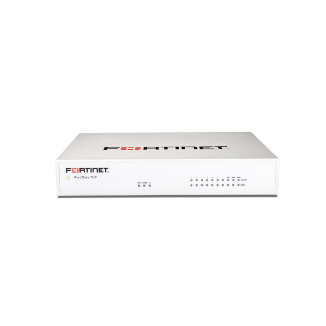 Fortinet FortiGate-70F Firewall with 10 GE RJ45 Ports Fortinet FortiGate-70F with 10 GE RJ45 ports, including internal, WAN, and DMZ ports, SKU FG-70F-HA.
