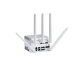 Fortinet FortiGate Rugged 50G con protección IP40, 4 puertos LAN GE RJ45, 2 puertos WAN GE RJ45, 2 ranuras SFP, 2 puertos seriales RJ45, 1 puerto USB, módulo 5G WWAN con 2 ranuras SIM, GPS, y entradas de alimentación duales. SKU FGR-50G-5G