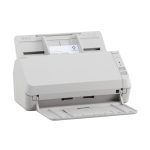 Escáner Ricoh SP-1120N con alimentador automático de documentos (ADF), resolución de 600 x 600 DPI para formato A4 en color gris. SKU: PA03811-B001