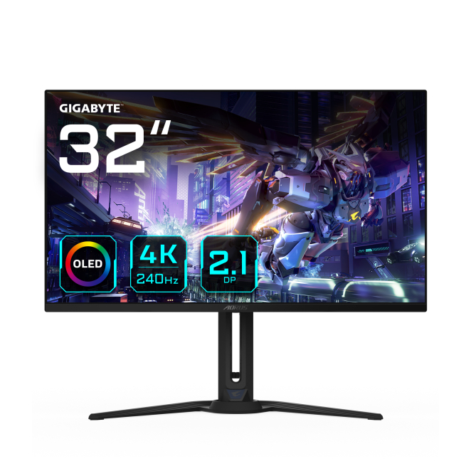 Gigabyte AORUS pantalla 31.5 pulgadas 4K Ultra HD OLED Pantalla para PC Gigabyte AORUS FO32U2P de 31.5 pulgadas con resolución 3840 x 2160 Pixeles 4K Ultra HD, en color negro. SKU: AORUS FO32U2P