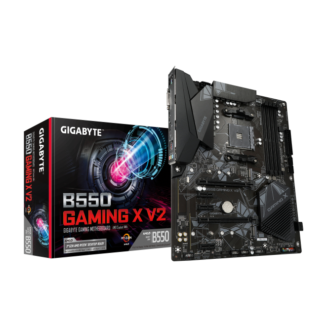 Placa Base GIGABYTE B550 Gaming X V2 con VRM de 10+3 fases y soporte para AMD Ryzen 5000 Imagen de la Placa Base GIGABYTE B550 Gaming X V2 con soporte para procesadores AMD Ryzen 5000, VRM de 10+3 fases, hasta 4733 MHz DDR4, PCIe 4.0 y PCIe 3.0 M.2, LAN 1GbE, USB 3.2 Gen 2, SKU B550 GAMING X V2.