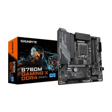 Imagen de la placa base GIGABYTE B760M Gaming X DDR4, compatible con CPUs Intel Core de 14ª generación, VRM digital 8+1+1 fases, soporte hasta 5333MHz DDR4 (OC), 2xPCIe 4.0 M.2, LAN 2.5GbE, USB 3.2 Gen2 – SKU B760M GAMING X DDR4
