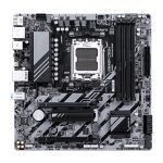 Vista superior de la placa base GIGABYTE B840M DS3H con soporte para procesadores AMD Ryzen 9000, VRM de 8+2+2 fases, compatibilidad con DDR5 hasta 8200 MHz, 2 ranuras PCIe 4.0 M.2, LAN 2.5GbE, y puertos USB 3.2 Gen 1. SKU: B840M DS3H