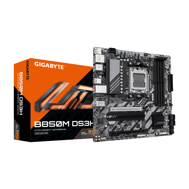 GIGABYTE B850M DS3H Placa Base - Procesadores AMD Ryzen Serie 9000, 16+2+2 fases VRM digitales, hasta 8200MHz DDR5 (OC), 1xPCIe 5.0 + 1xPCIe 4.0 M.2, LAN 2.5, USB 3.2 Gen 2 1 GIGABYTE B850M DS3H Placa Base