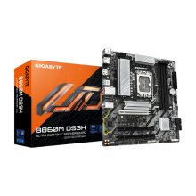 Imagen de la placa base GIGABYTE B860M DS3H compatible con CPUs Intel Core Ultra, VRM de 5+1+2+1 fases, hasta 9066MHz DDR5, PCIe 5.0 y 4.0 M.2, LAN 2,5 GbE, USB 3.2 Gen 2, SKU B860M DS3H