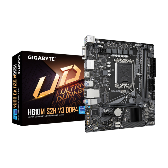 Gigabyte Placa Base H610M S2H V3 con soporte para DDR4 3200MHz Gigabyte H610M S2H V3 DDR4, compatible con Intel Core 14th CPUs, Hybrid Digital VRM, PCIe 3.0 M.2, SKU H610M S2H V3 DDR4