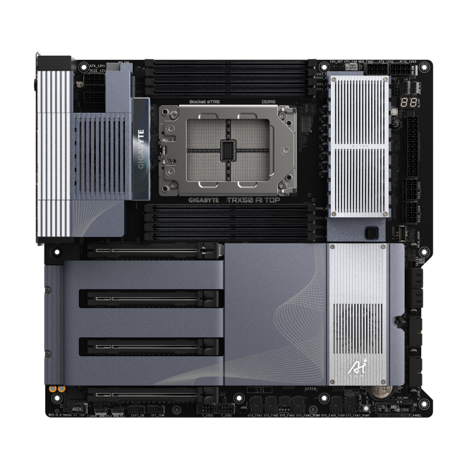 GIGABYTE TRX50 AI TOP - Compatible con CPUs AMD Ryzen PRO 7000, VRM Digital de 16+8+4 Fases, hasta 5200MHz DDR5 (OC), 4xPCIe 5.0 + 4xPCIe 4.0 M.2, Wi-Fi 7, LAN 10GbE, USB 3.2 Gen 2x2 2 GIGABYTE TRX50 AI TOP - Conectividad avanzada