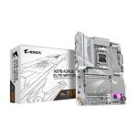 Placa base GIGABYTE X870 AORUS ELITE WIFI7 ICE compatible con CPUs AMD Ryzen 9000, con VRM digital de 16+2+2 fases, soporte para hasta 8200MHz DDR5 (OC), conectividad PCIe 5.0 y LAN 2.5GbE. SKU X870 A ELITE WF7 ICE