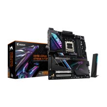 Imagen de la placa base GIGABYTE X870E AORUS XTREME AI TOP, compatible con procesadores AMD Ryzen serie 9000, VRM de 18+2+2 fases, DDR5 OC a 8800 MHz, y conectividad avanzada como PCIe 5.0, Wi-Fi 7, LAN 10 GbE y USB 4. SKU: X870E A XTREME AI TOP