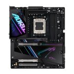 Imagen de la placa base GIGABYTE X870E AORUS XTREME AI TOP, compatible con procesadores AMD Ryzen serie 9000, VRM de 18+2+2 fases, DDR5 OC a 8800 MHz, y conectividad avanzada como PCIe 5.0, Wi-Fi 7, LAN 10 GbE y USB 4. SKU: X870E A XTREME AI TOP