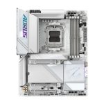 Placa base GIGABYTE X870E AORUS PRO ICE, soporta CPUs AMD Ryzen 9000, 16+2+2 fases VRM digital, hasta 8000MHz DDR5 (OC), 3xPCIe 5.0 + 1xPCIe 4.0, Wi-Fi 7, 2.5GbE LAN, USB 4, SKU X870E AORUS PRO ICE.
