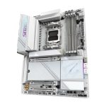 Placa base GIGABYTE X870E AORUS PRO ICE, soporta CPUs AMD Ryzen 9000, 16+2+2 fases VRM digital, hasta 8000MHz DDR5 (OC), 3xPCIe 5.0 + 1xPCIe 4.0, Wi-Fi 7, 2.5GbE LAN, USB 4, SKU X870E AORUS PRO ICE.