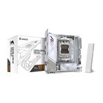 Gigabyte placa base modelo X870I AORUS PRO ICE compatible con procesadores AMD Ryzen serie 9000, VRM de 8+2+1 fases, soporta hasta 8400 MHz DDR5, 1xPCIe 5.0 M.2, 1xPCIe 4.0 M.2, WI-FI 7, LAN 2,5 GbE y USB 4, SKU X870I AORUS PRO ICE