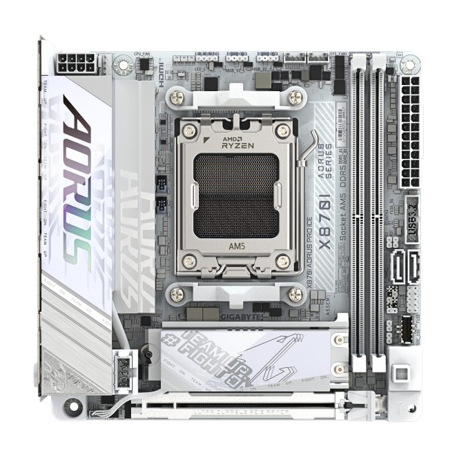 GIGABYTE X870I AORUS PRO ICE Placa base - Compatible con procesadores AMD Ryzen serie 9000, VRM de 8+2+1 fases, hasta 8400 MHz DDR5 (OC), 1xPCIe 5.0 M.2 + 1xPCIe 4.0 M.2, WI-FI 7, LAN 2,5 GbE, USB 4 4 GIGABYTE X870I AORUS PRO ICE - Fácil instalación y óptimo rendimiento