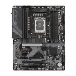 Vista de la placa base GIGABYTE Z790 D AX, compatible con CPUs Intel Core de 14ª generación, con VRM digital de 12+1+1 fases, soporta hasta 7600MHz DDR5, 3 puertos PCIe 4.0 M.2, Wi-Fi 6E, LAN de 2.5GbE y USB 3.2 Gen 2. SKU: Z790 D AX.