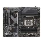 Vista de la placa base GIGABYTE Z790 D AX, compatible con CPUs Intel Core de 14ª generación, con VRM digital de 12+1+1 fases, soporta hasta 7600MHz DDR5, 3 puertos PCIe 4.0 M.2, Wi-Fi 6E, LAN de 2.5GbE y USB 3.2 Gen 2. SKU: Z790 D AX.