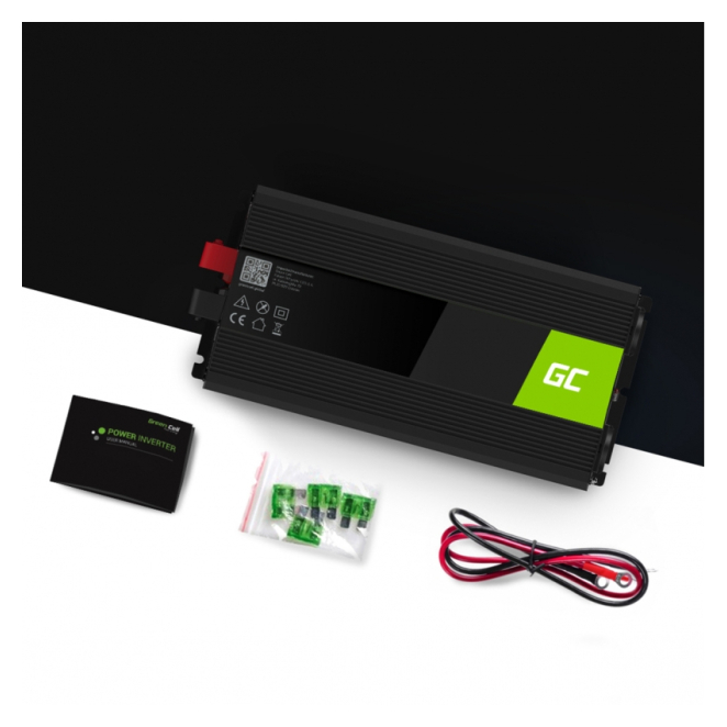 Green Cell INV19 adaptador e inversor de corriente Auto 1500 W Negro 1 Green Cell INV19 en uso dentro de un vehículo