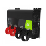 Imagen del adaptador e inversor de corriente Green Cell INVGC11 en color negro, con capacidad de 2000 W para uso en autos.