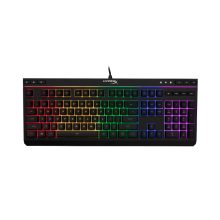 Teclado gaming HyperX Alloy Core RGB con distribución de EE. UU. y SKU 4P4F5AA#ABA, presentado con iluminación personalizable y diseño robusto para jugadores.