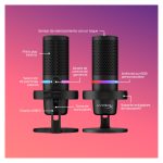 Micrófono USB HyperX DuoCast en color negro con iluminación RGB, SKU 4P5E2AA