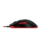 Ratón gaming HyperX Pulsefire Haste coloreado en negro y rojo, con diseño ultra ligero y ergonómico. SKU: 4P5E3AA
