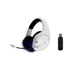 Auriculares gaming inalámbricos HyperX Cloud Stinger Core en colores blanco y azul, compatibles con PS5 y PS4, SKU 4P5J1AA