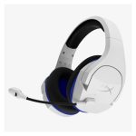 Auriculares gaming inalámbricos HyperX Cloud Stinger Core en colores blanco y azul, compatibles con PS5 y PS4, SKU 4P5J1AA