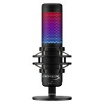 Micrófono USB HyperX QuadCast S en negro y gris con iluminación RGB, SKU 4P5P7AA
