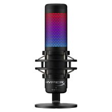 Micrófono USB HyperX QuadCast S en negro y gris con iluminación RGB, SKU 4P5P7AA