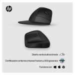 HP Ratón vertical ergonómico 925, diseño confortable para reducir la fatiga con conexiones USB y Bluetooth, SKU 6H1A5AA