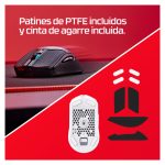 HyperX Pulsefire Haste 2 ratón gaming inalámbrico blanco con diseño ergonómico, 6N0A9AA