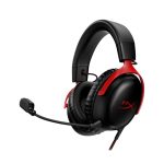 HyperX Cloud III auriculares gaming en negro y rojo, modelo 727A9AA, con audio envolvente y micrófono desmontable