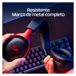 HyperX Cloud III auriculares gaming en negro y rojo, modelo 727A9AA, con audio envolvente y micrófono desmontable