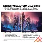 Imagen del monitor gaming curvo OMEN by HP de 34 pulgadas con resolución WQHD, 165 Hz de frecuencia de actualización y SKU 780K8E9#ABB