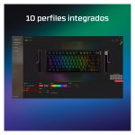 Imagen del teclado HyperX Alloy Rise 75 con iluminación RGB, teclas mecánicas y diseño compacto. SKU 7G7A4AA#ABA.
