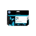 Cartucho de tinta HP DesignJet 730 cian, 130 ml, SKU P2V62A para impresoras de gran formato.