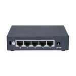 Vista del switch HPE OfficeConnect 1420 5G, un dispositivo no administrado L2 con 5 puertos Gigabit Ethernet y SKU JH327A. Carcasa gris en tamaño 1U.