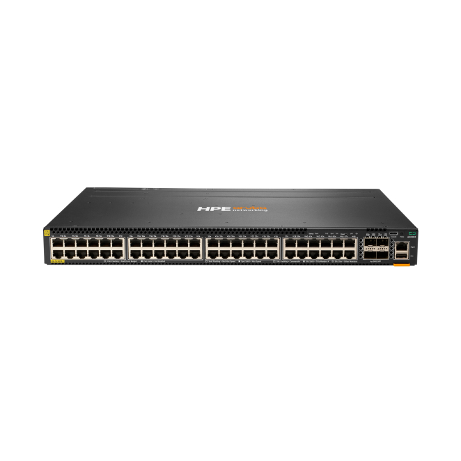 HPE Aruba Networking Switch CX 6300M con 48 puertos 1GbE Class 4 PoE y 4 puertos SFP56 Imagen del Switch HPE Aruba Networking CX 6300M con 48 puertos 1GbE Class 4 PoE y 4 puertos SFP56, SKU JL661A