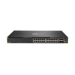 Switch HPE Aruba Networking CX 6300M con 24 puertos 1GbE Clase 4 PoE y 4 puertos SFP56, SKU JL662A