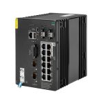 HPE Aruba Networking CX 4100i switch con 12 puertos 1GbE, 8 puertos PoE clase 4 y 4 puertos PoE clase 6, y 2 SFP+ con montaje DIN, SKU: JL817A