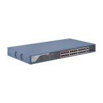 Imagen del switch gestionado Hikvision DS-3E1326P-EI(B) con Fast Ethernet (10/100), Energía sobre Ethernet (PoE) y diseño 1U en color azul, SKU DS-3E1326P-EI(B)