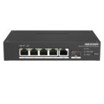 Imagen del switch gestionado L2 Fast Ethernet Hikvision DS-3T1306P-SI/HS, color negro, con capacidad PoE y velocidad 10/100